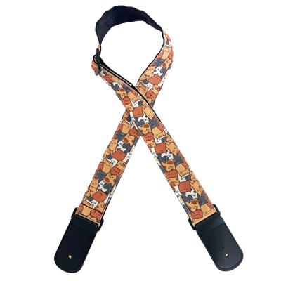 Correia de guitarra Cat Cat Pattern Cat Cute Strap Guitar Baixo Acústico Elétrico Cinto [NOELAMOR] (Gato Coberto)