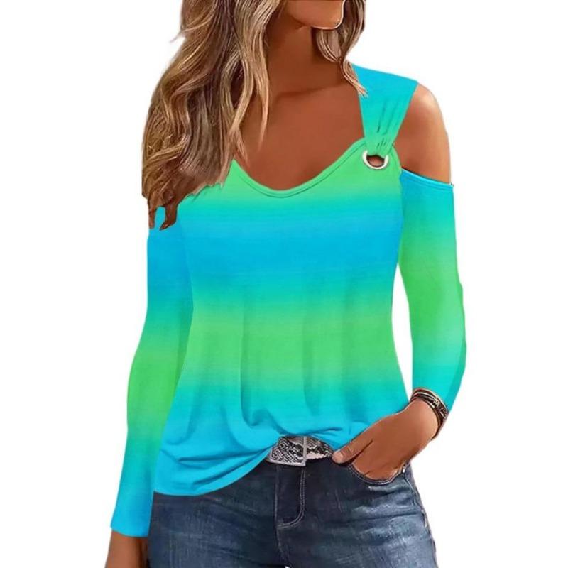 

Women Casual Summer Floral Print Long Sleeve U Neck Blouse Fashion Shirts XXL