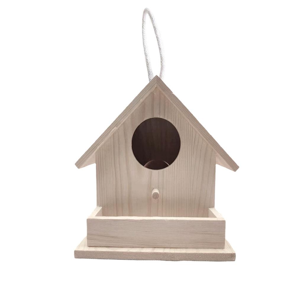 Creative Solid Wood Hummingbird House Outdoor Wooden Bird Nesting Box Hanging Birdhouse Feeder for Garden Yard Patio Decoration