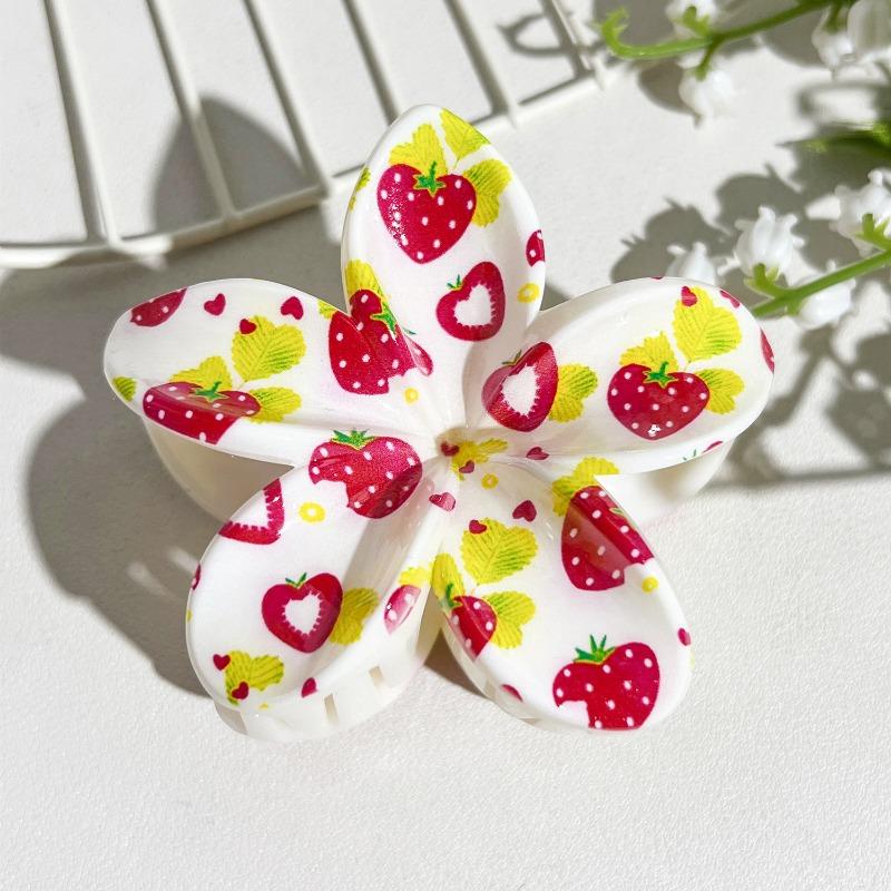 Printed Clips, Egg Flower Fresh and Light Hair Clips Back of The Head Updo Shark Clips