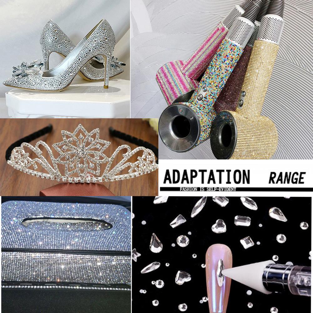 White AB Hotfix Glass Crystal Rhinestones for DIY Clothing & Phone Accessories - Medium Flatback Glue Rhinestones