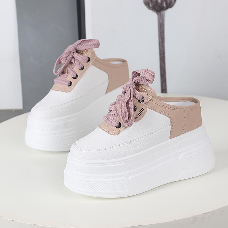 Fashion 12CM Patent Synthetic Leather Platform Wedge Casual Pumps Chunky Heels High Brand Summer Slipper Fashion Sandals Shoes