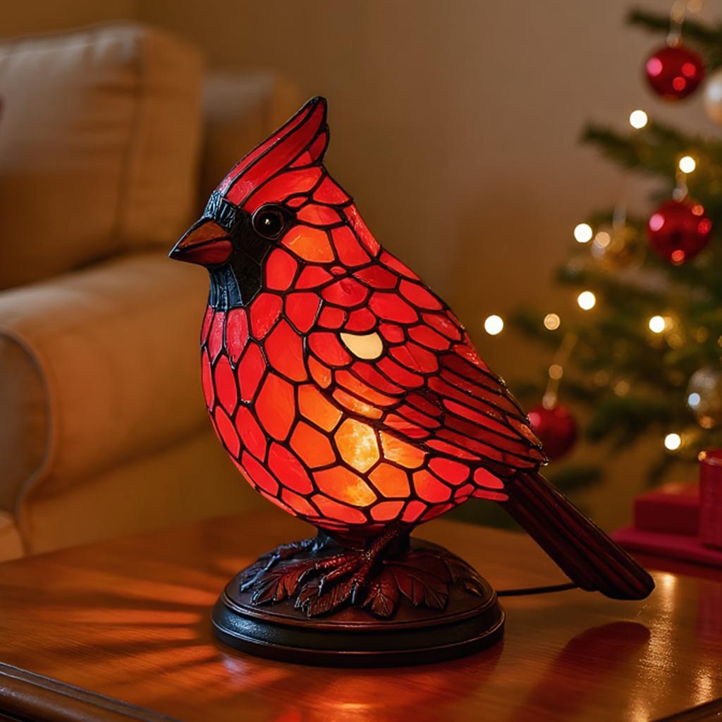 5-1PCS Resin Bird Lamp Christmas Art Decor Light Decorative Red Bird Table Lamp for Bedside Livingroom Bedroom Home Decoration