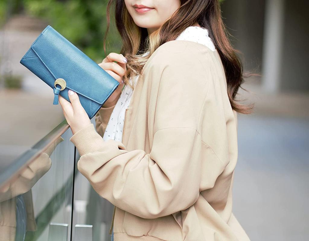 Linle Women's Bifold Long Wallet with Flap, Garcon Brand, Large Capacity, Easy to Use, Holds a Lot