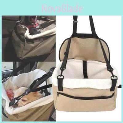 Durable Beige Dog Car Seat Carrier Breathable Pet Travel Bag For Safe Journeys