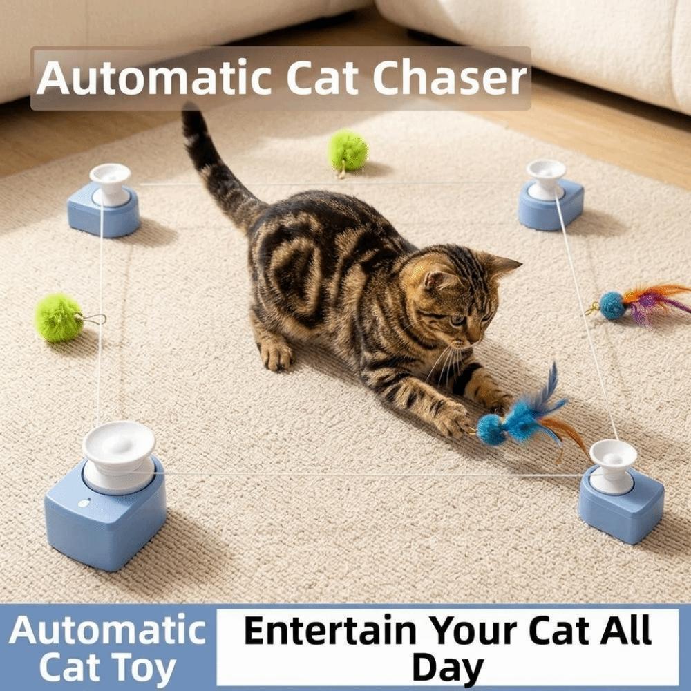 Automatic Cat String Chasing Toy Wireless Interactive Cat Toy Funny Cat Race Toy Cat Entertainment