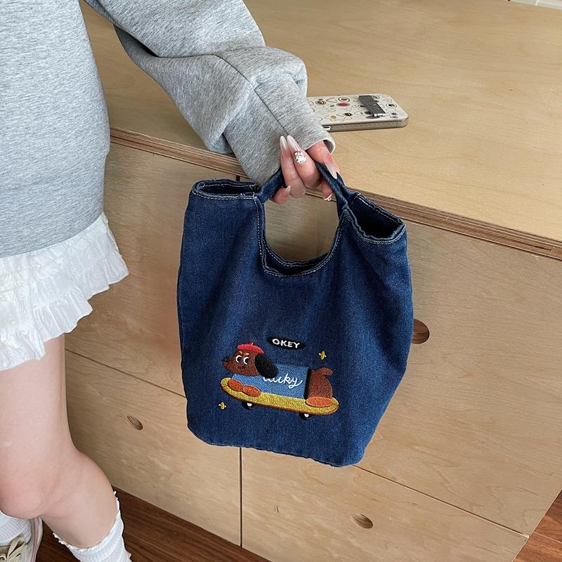 Dog Pattern Denim Bag Handbag Women's Large Capacity Shoulder Bag