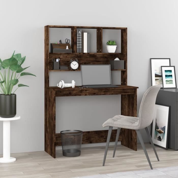 VidaXL Bureau avec étagères Chêne fumé 102x45x148 cm Bois d'ingénierie 823005