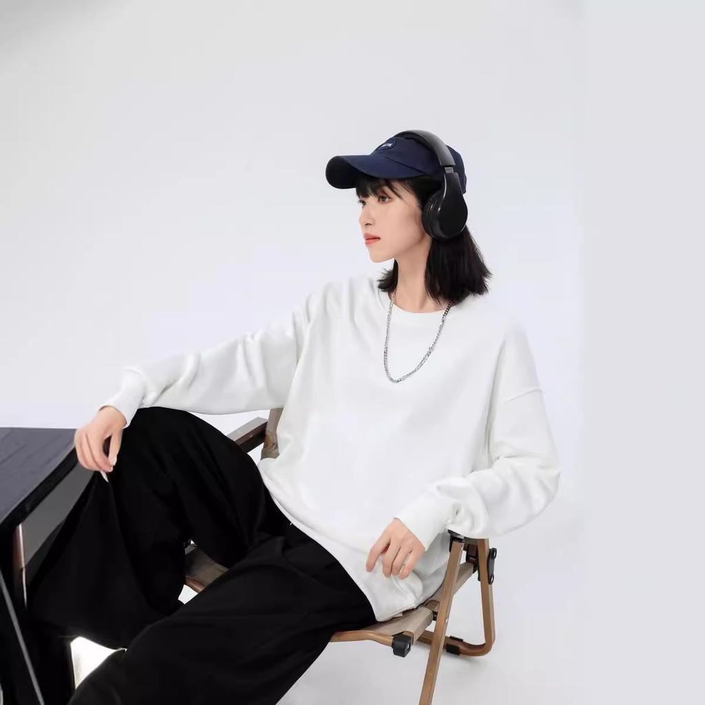 360G Terry Loop Drop-Shoulder Sweatshirt Women's Fall Winter Casual Loose-Fit 3D Silhouette Couple's Top Fashion Basic Women's Sweatshirt