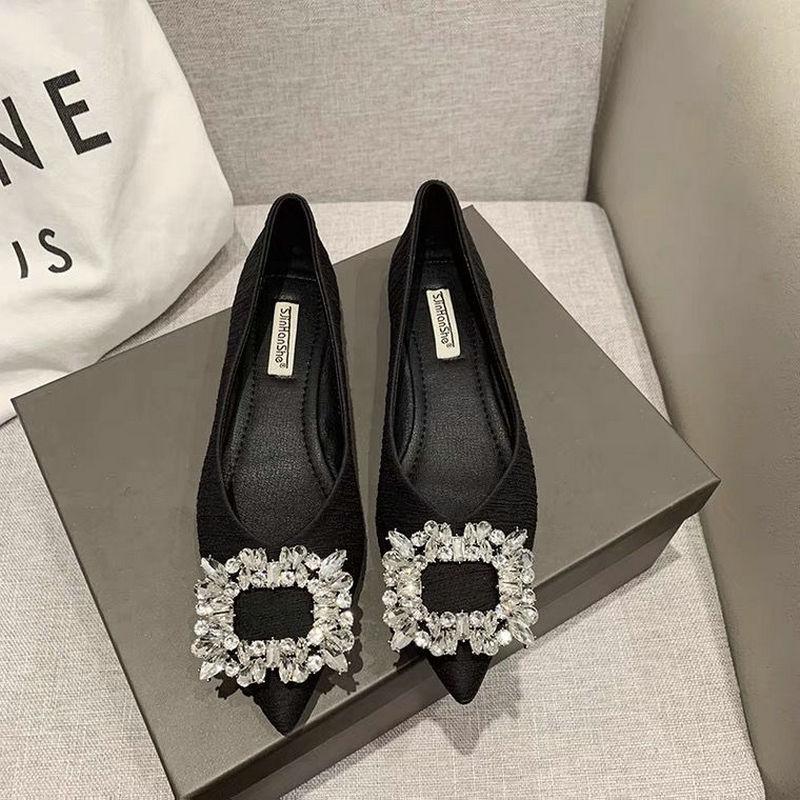 Mode Flats Damskor 2025 Vår Höst Nya Casual Spetsig Tå Mocka Låg Utskuren Sko Allmatch Damer Stor Storlek 43 44