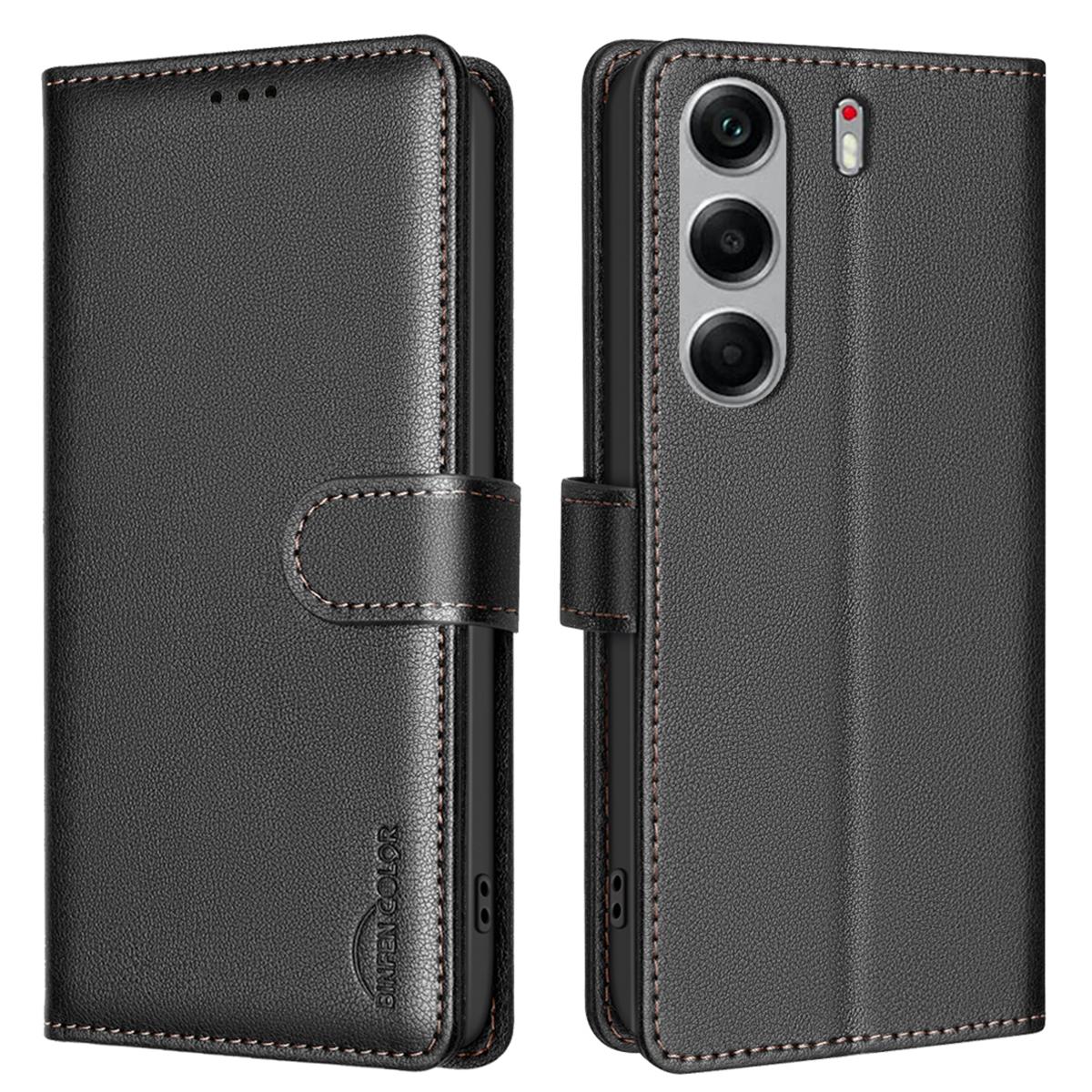 

BINFEN COLOR BF32 For TECNO Camon 40 4G Leather Case Wallet RFID Blocking Phone Cover Black