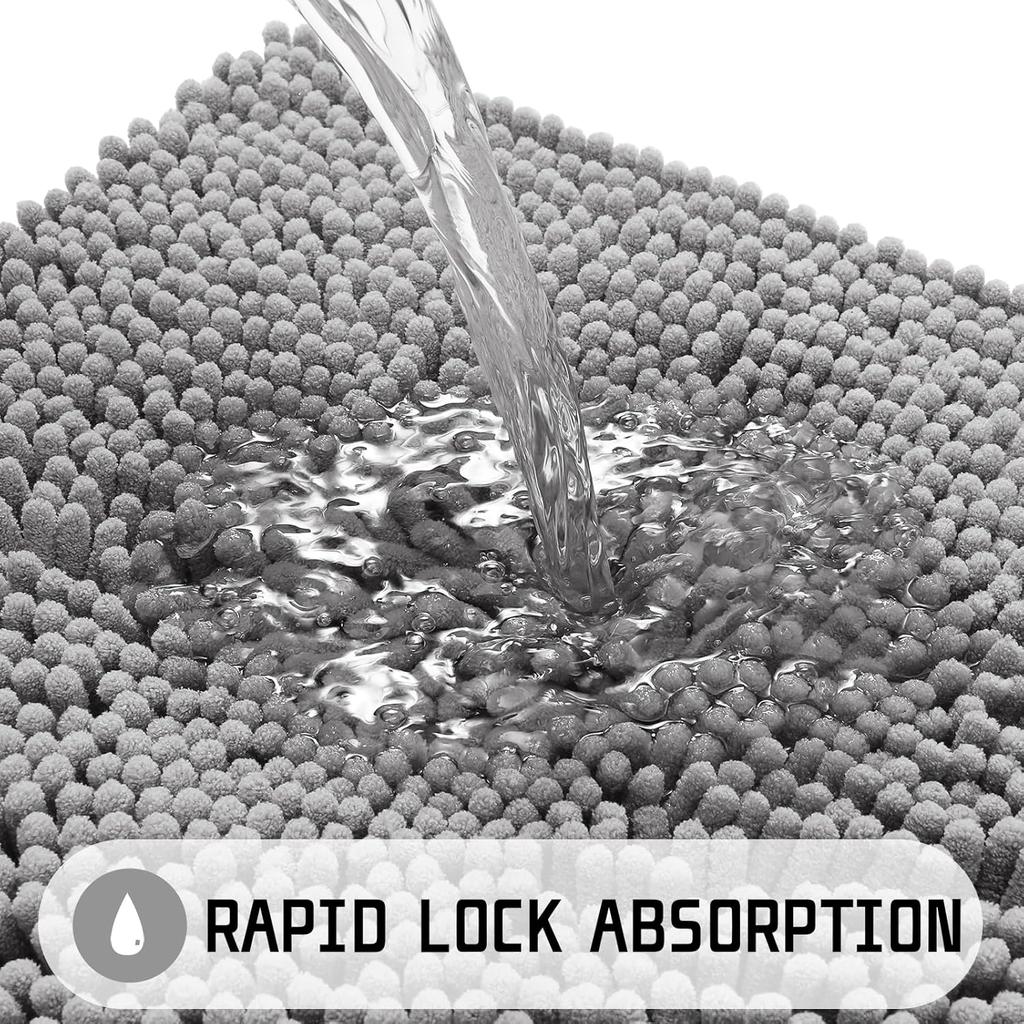 Bathroom Rugs Absorbent Machine Washable Non Slip Chenille Bath Mats Quick Dry Bathmat for Bath Shower Bedroom Door Mat