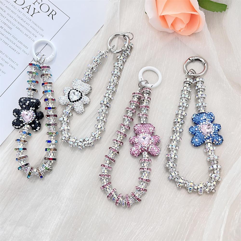 New Diamond Encrusted Love Bear Mobile phone Lanyard Short Handheld Phone Chain Female Wrist Hanging Chain Flash Diamond Female