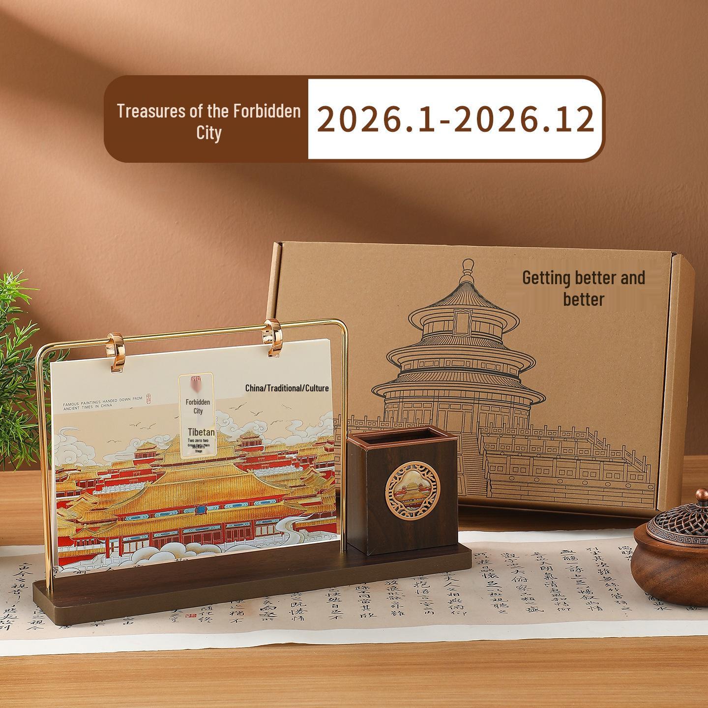 

2026 Год Лошади Календарь настольный в китайском стиле - Креативный деловой новогодний подарок и настраиваемое настольное украшение