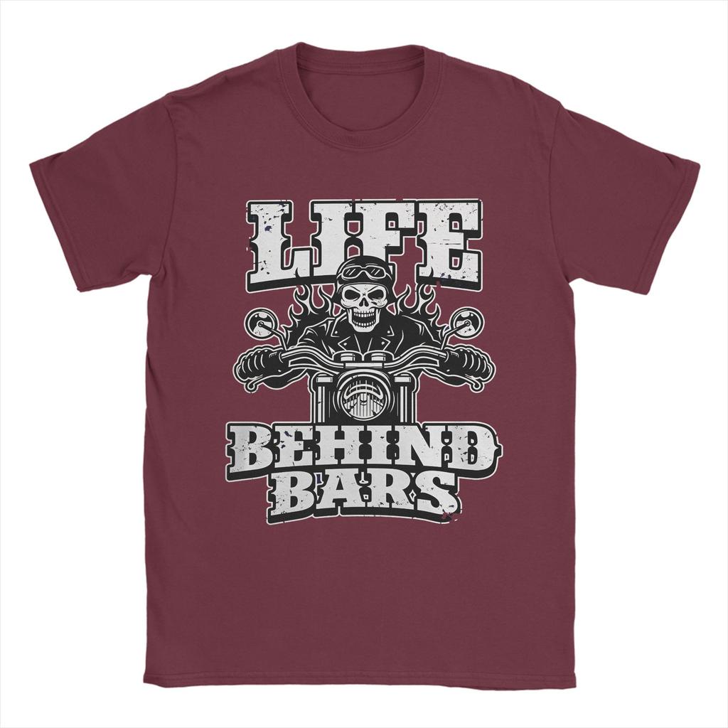 Life Behind Bars Motorcycle Skull Badass T Shirt Summer  Fashion T Shirts Adult  Cotton O Neck Plus Size Tees Awesome Tops