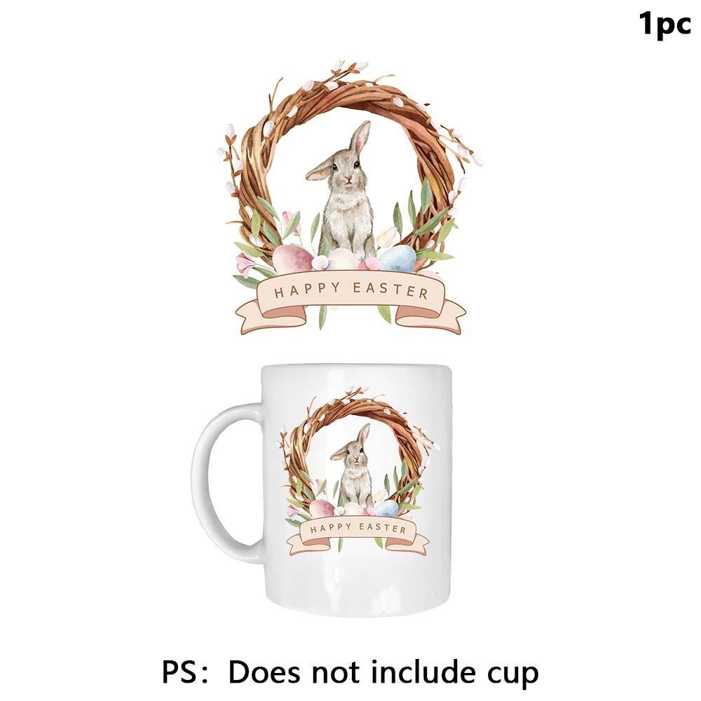 

Тематические милые наклейки для кружки с принтом пасхального кролика, термотрансфер Style 1