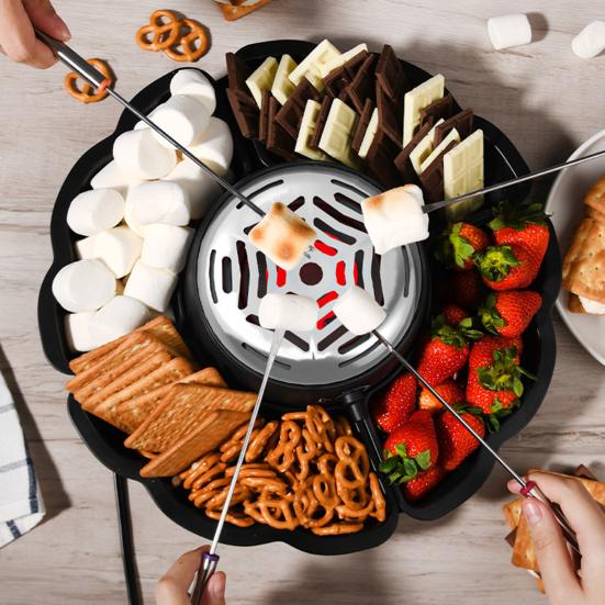 2-in-1 Elektrischer S'more Maker Fonduetopf Flammenloser Heizer mit 3 Temperaturreglern
