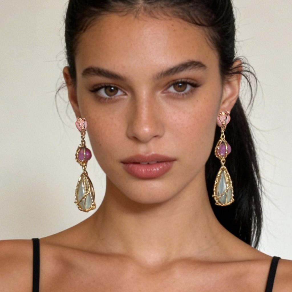 Bohemian Dopaminfarbe Acetat Harz Legierung Wassertropfen Lange Ohrringe