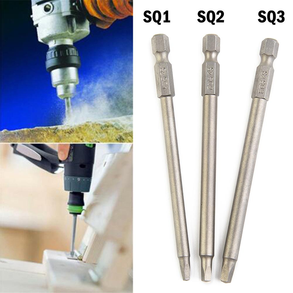 3pcs Square Driver Bit 100mm SQ1/SQ2/SQ3 Square Head Electric Screwdriver Head Screw Driver Bits For Electric Screwdriver Tools