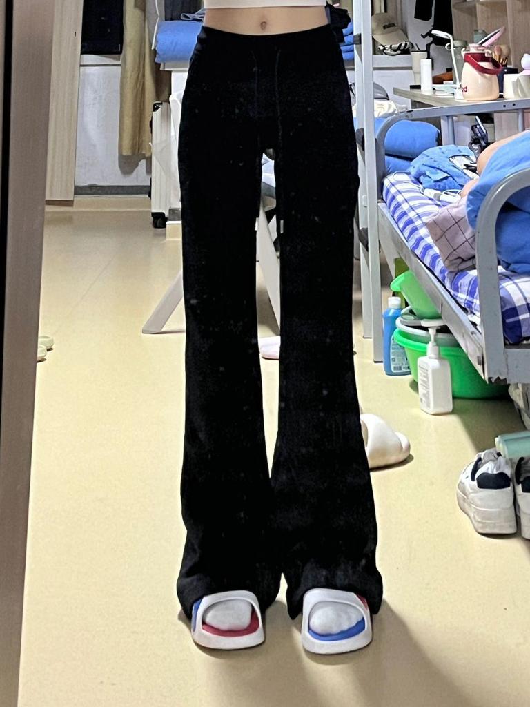 2024 New Women's High-Waist Flare Sweatpants - Slimming, Floor-Length Horseshoe Design
