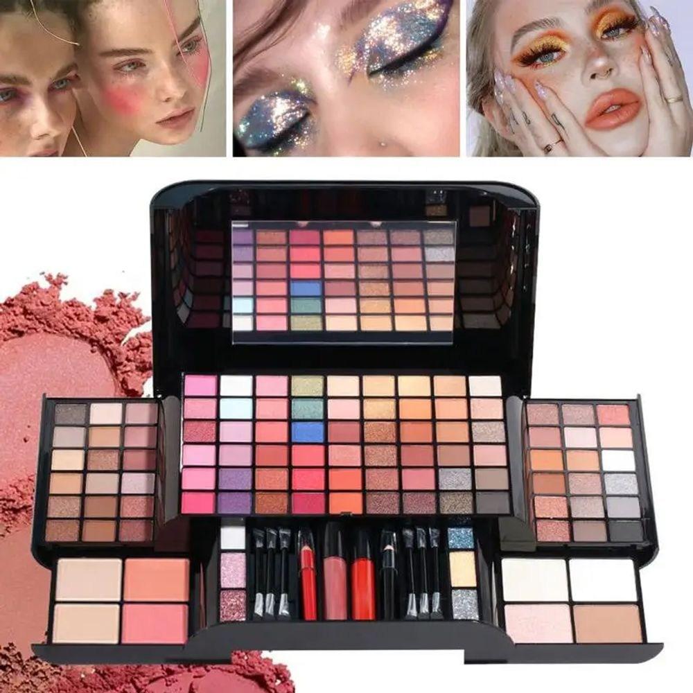 Lip Palette Face Makeup Kit Full Professional Set Blusher Lip Gloss Shimmer Shadow Palette, 01, 1 Piece