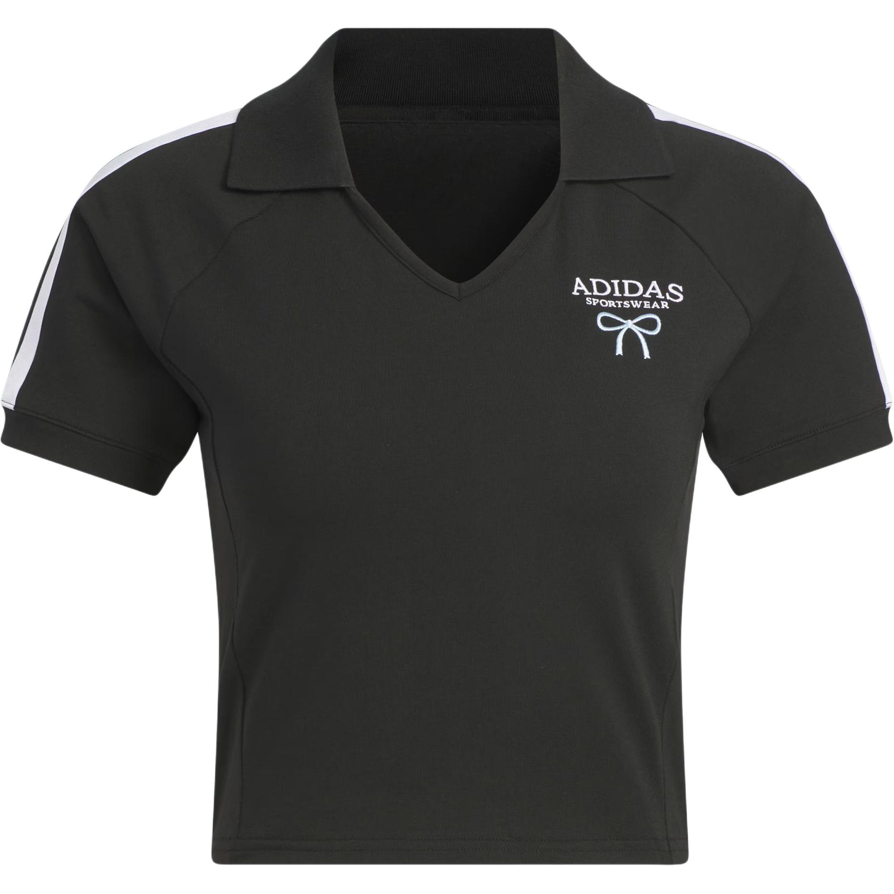 

Adidas Dance SS25 Logo Stripe Sports Casual Short Sleeve Polo Shirt Women tops Black KE5800 M