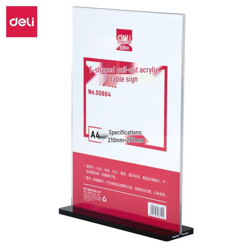 Deli A4 T-Shape Acrylic Table Sign