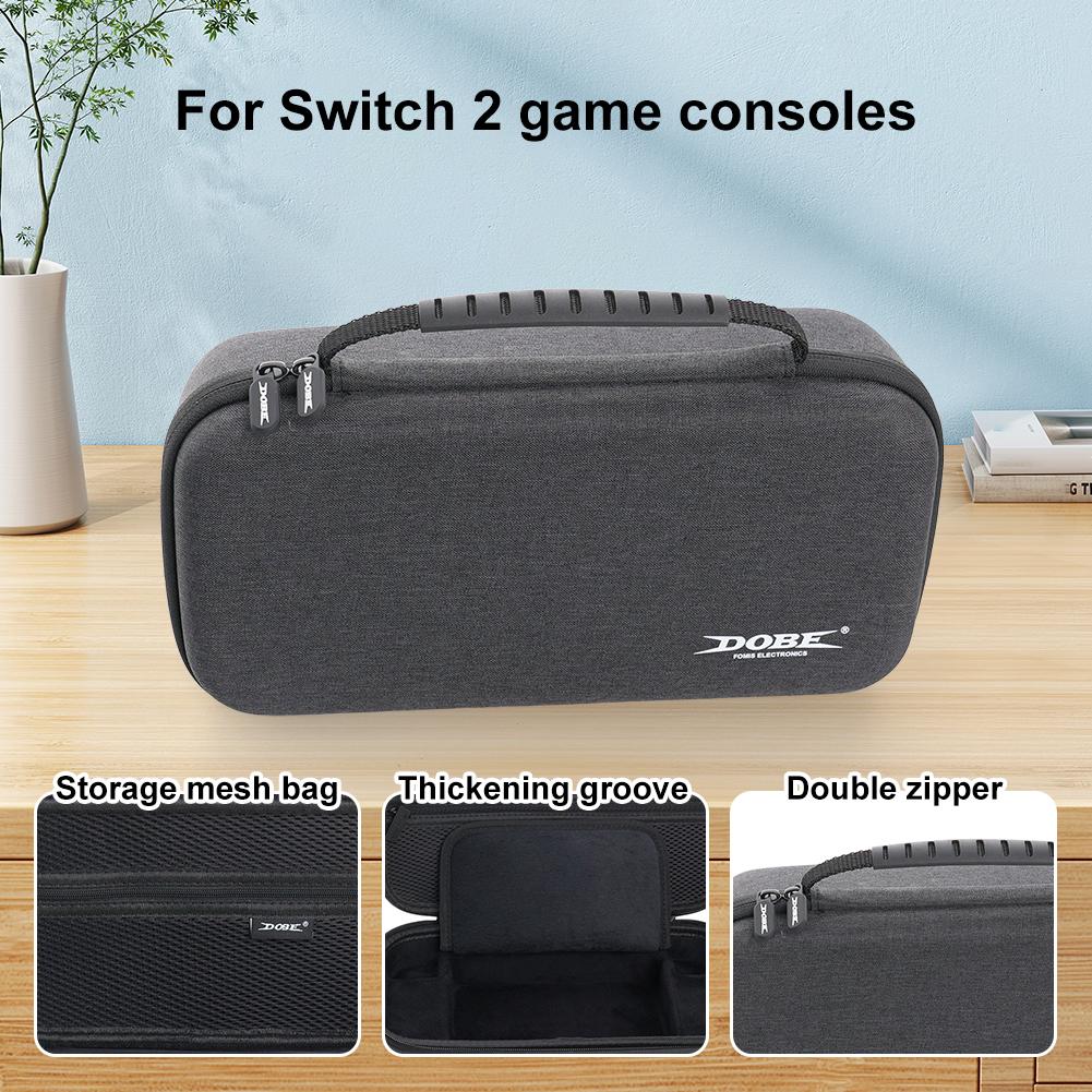 Carrying Case with 8-Bit Game Cartridge Storage Box Portable Storage Bag W/ Mesh Pocket Game Conslole Case for Switch 2 NS2