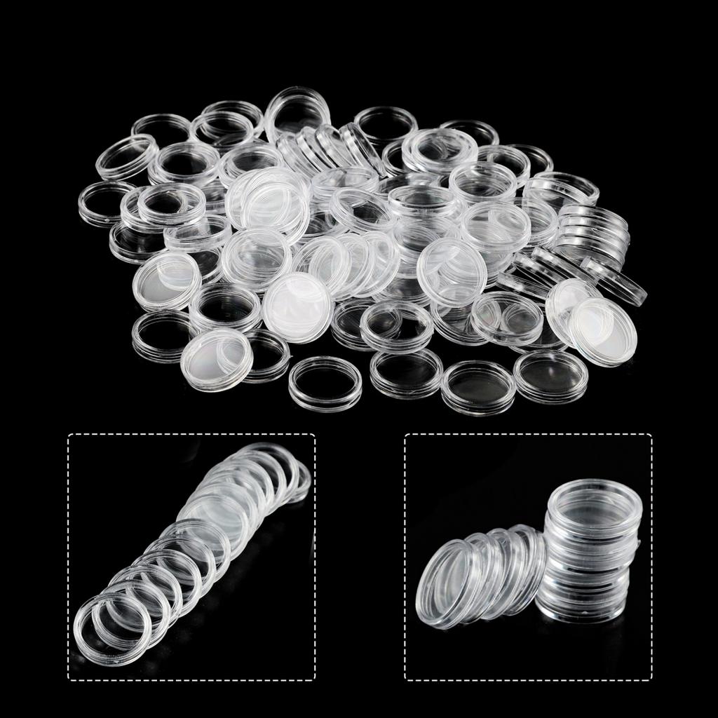 100pcs Coin Capsule Commemorative Transparent Plastic Small Round Supplies