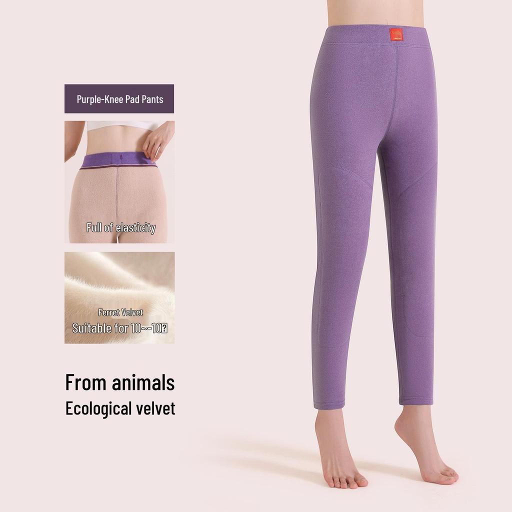 Women's Extra Thick Fleece-Lined Lambswool Pants – High Waist, Elastic, Warm Winter Layer