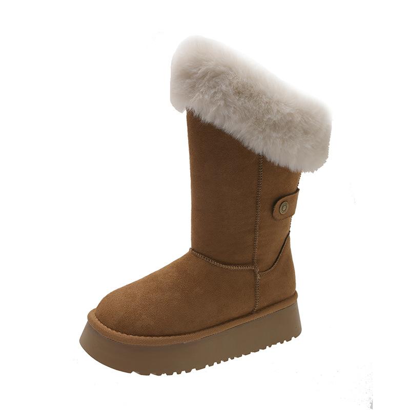 

Thick-soled snow boots women s new winter two wear warm velvet thickened high cotton boots 40
