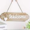 Vintage Welcome Sign Hanging Decor with Small Heart Ornament Home Kitchen Bathroom Living Room Bedroom Restaurant Outdoor Use