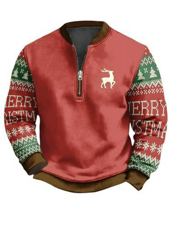 Men's Christmas Reindeer Elk Forest Print Hoodie - 2025 Autumn Collection