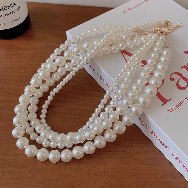 Retro French Pearl Necklace Women's Versatile Niche Temperament Beaded Collarbone Chain New Trendy Personality