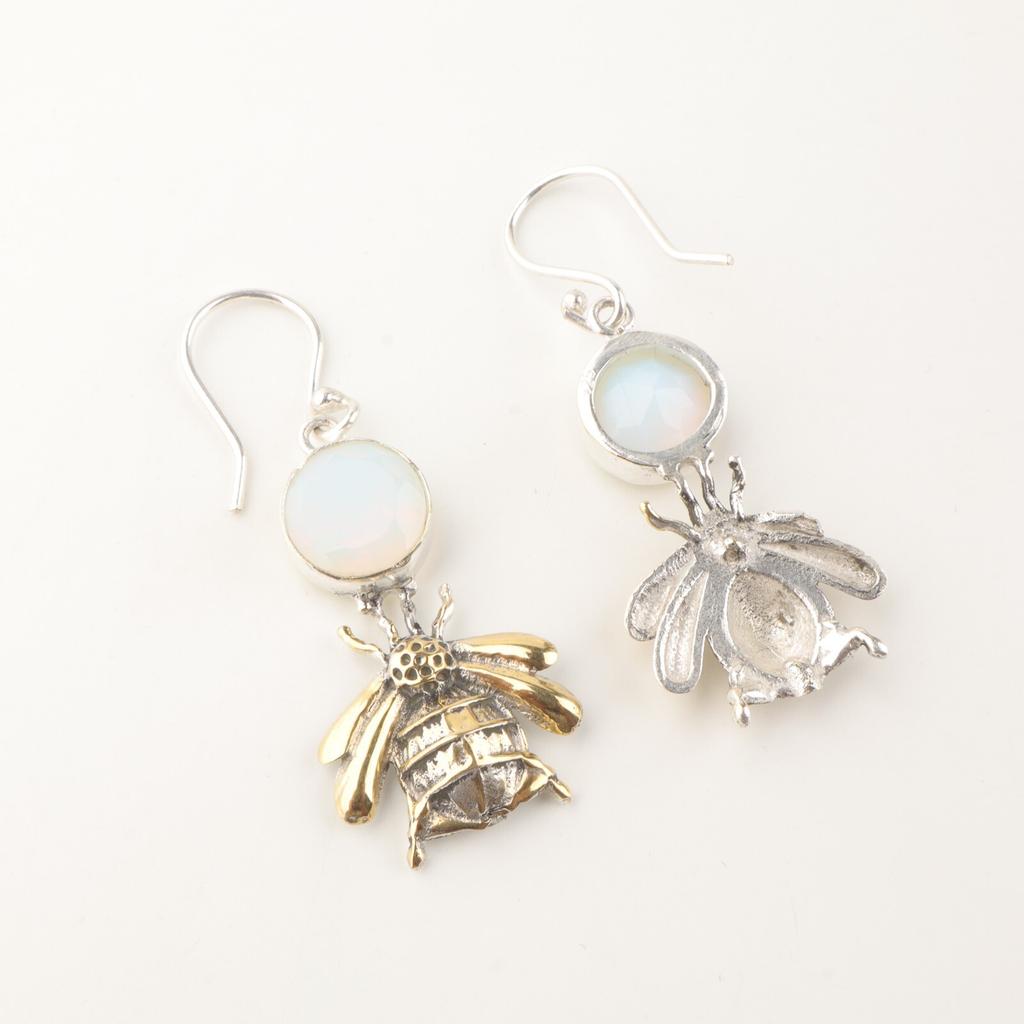 Milky Opal Gemstone 925 Sterling Silver Handmade Jewelry Women Gift Earrings 2" EE-154-15