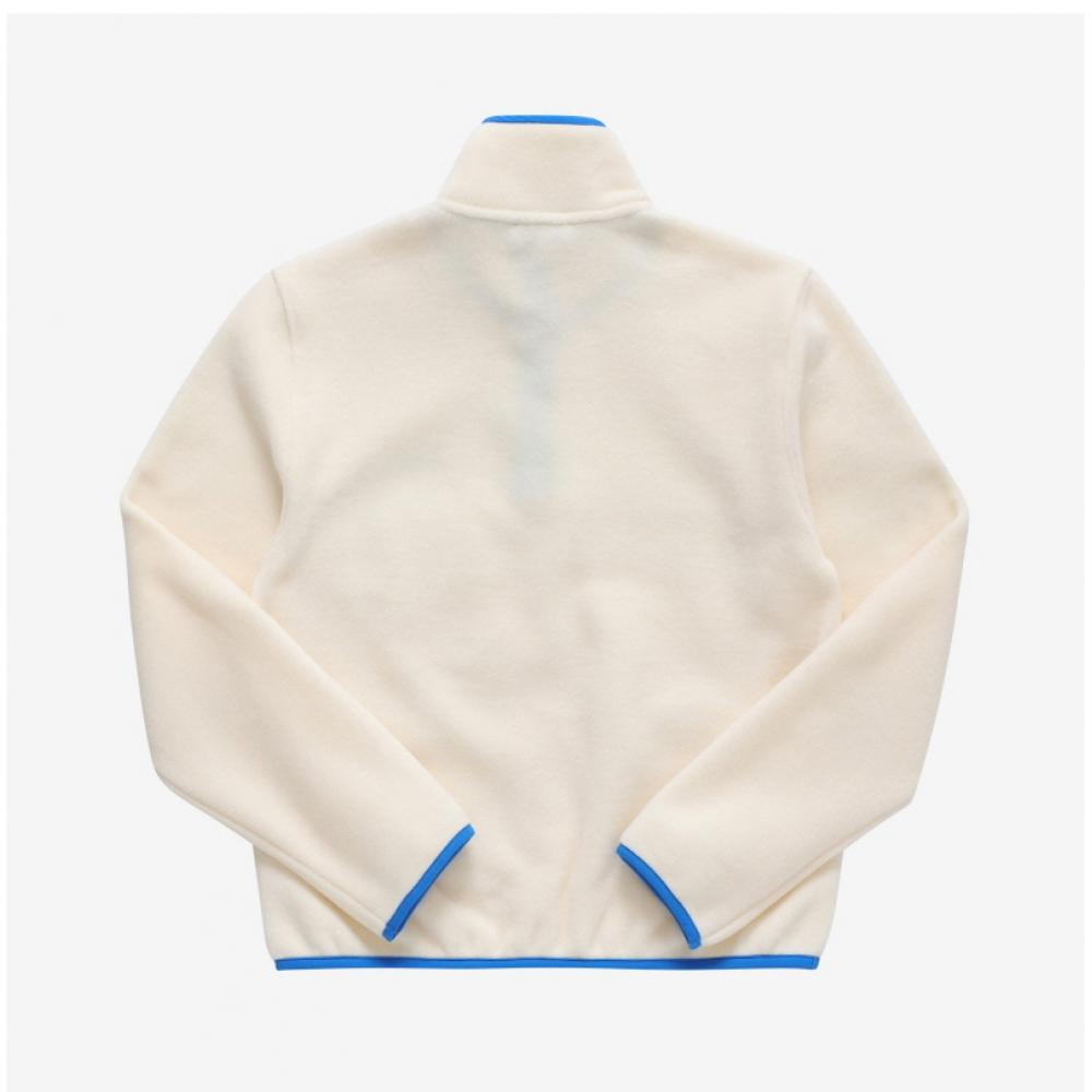 Sporty Rich Qz741cr Cream Ocean Serif Serif Logo Button Polar Fleece Public Sweatshirt