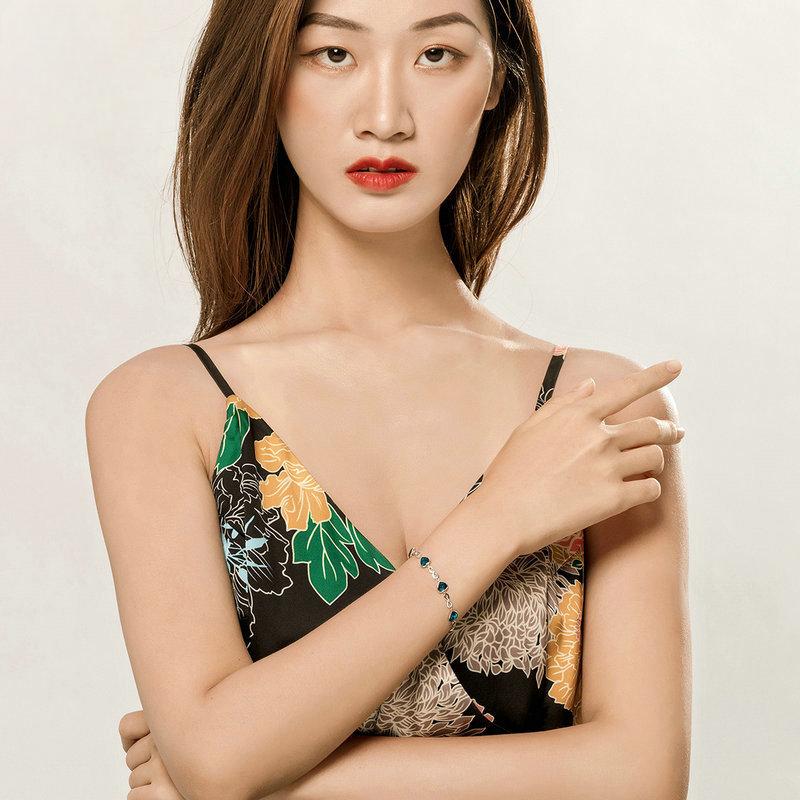 Bracelet en argent Sterling S925 plaqué platine, Station d'eau autrichienne, Bracelet en argent pour femmes