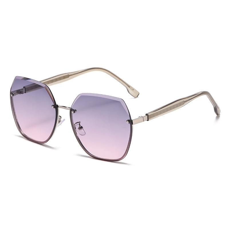 Fashion Frameless Trimmed Women s Temperament Square Frame Sunglasses Travel Sunglasses