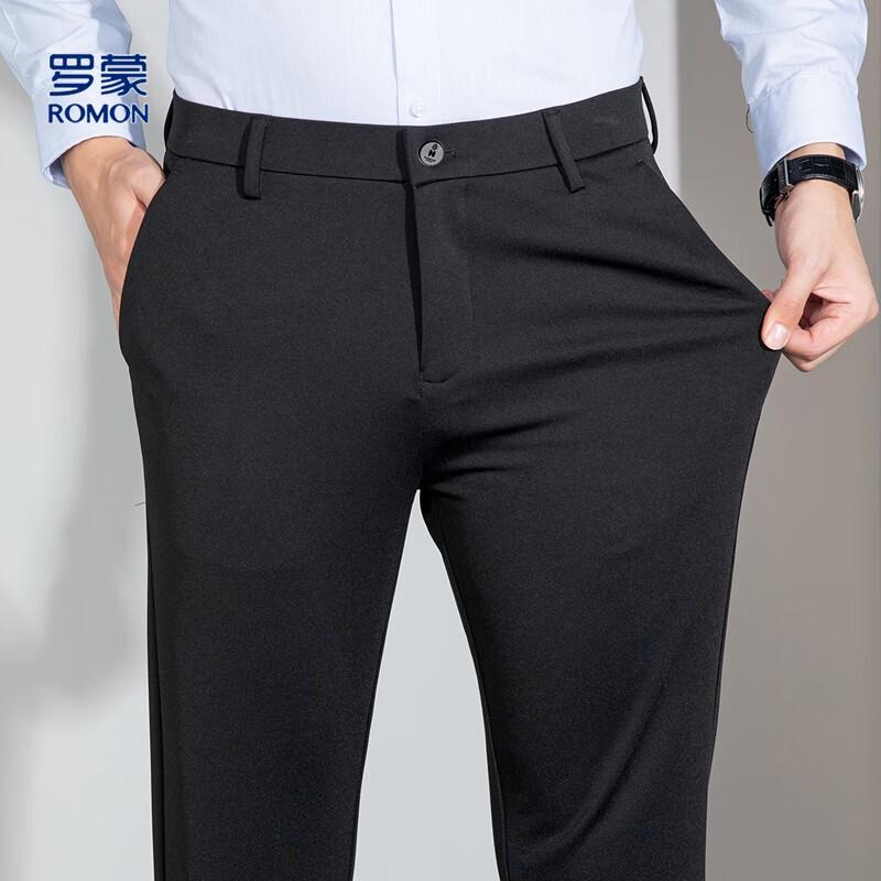 Romon Men's Four-Way Stretch Straight-Leg Business Casual Trousers