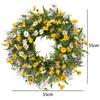 22'' Yellow Daisy Wreath Spring Summer Fake Silk Floral with Green Eucalyptus Leaves for Front Door Window Wall Farmhouse Decor
