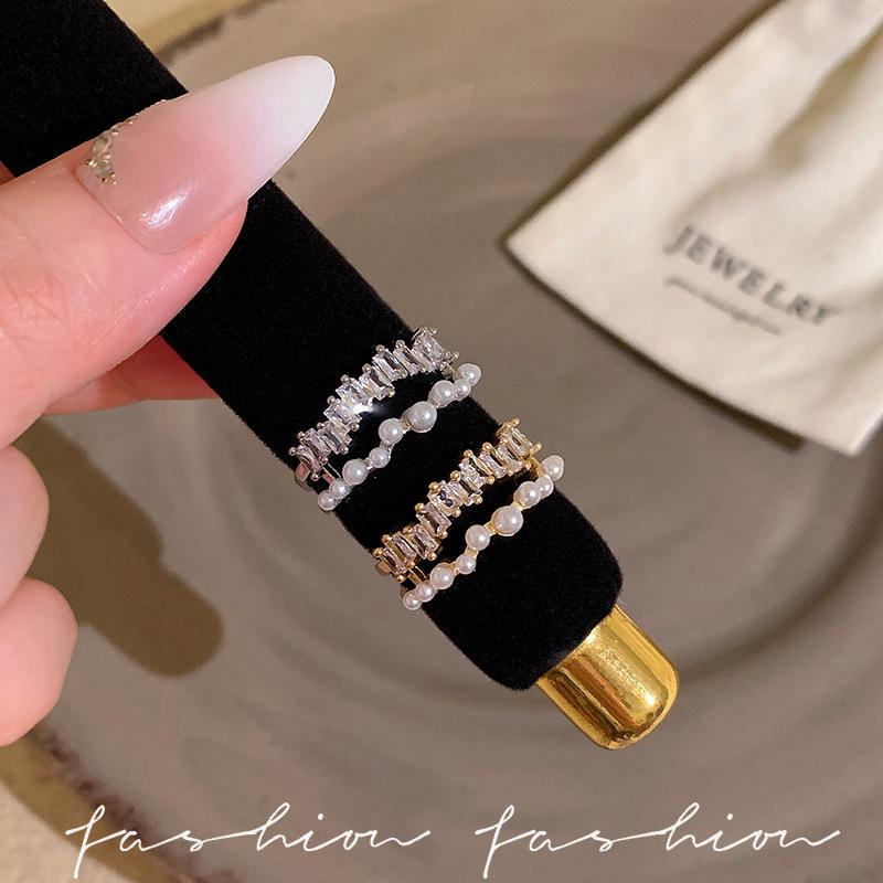 Zirkon Offener Ring für Damen, Leichter Luxus, Nische, High-End, Geometrisch geformter Ring für den Zeigefinger