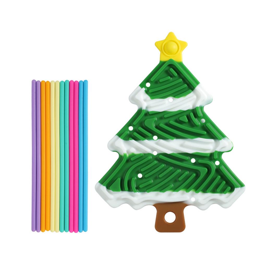 Colorful Sticks Christmas Tree Shape Pad Toy for Calming Stress Anxiety Christmas Gift with Sticks Toy Sensory Toy