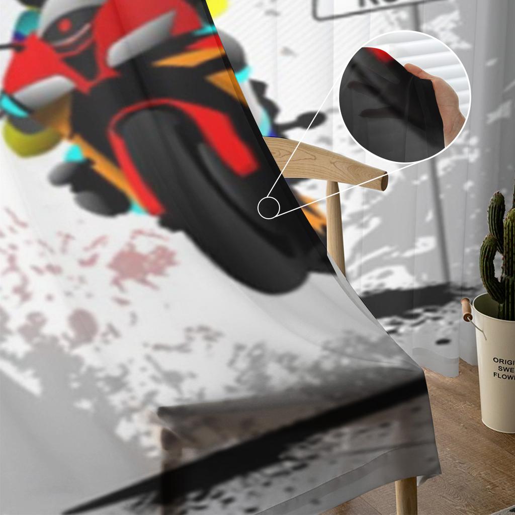 Road Motorcycle Race Sheer Vorhänge für Wohnzimmer Schlafzimmer Tüll Vorhänge Küche Fenster Behandlungen Panel Vorhänge