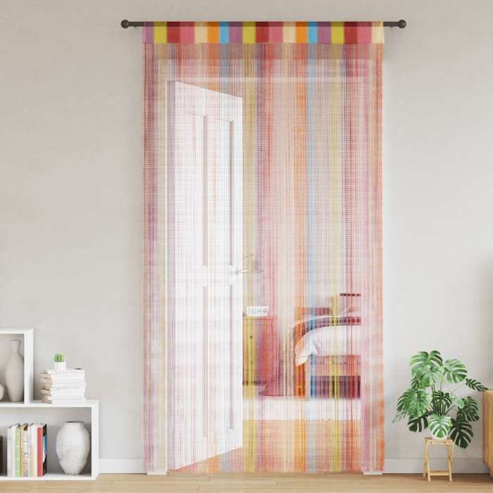VidaXL Rideau en fils 2 pcs 140 x 250 cm multicolore, rideau à franges, rideau à passe-tringle, rideau à franges à fils, 4102038