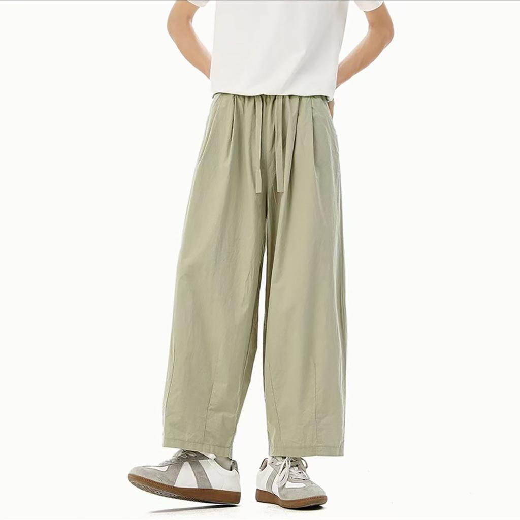 Nine-point casual pants men's and women's summer new American trendy brand men's loose drape lazy wide-leg pants
