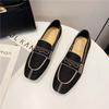 Fashion Autumn Weaving Princess Shoes Fashion Square Toe Casual Ballet Flats Shoes Women's Knitted Flat Bottom Soft Sole Walking Shoes