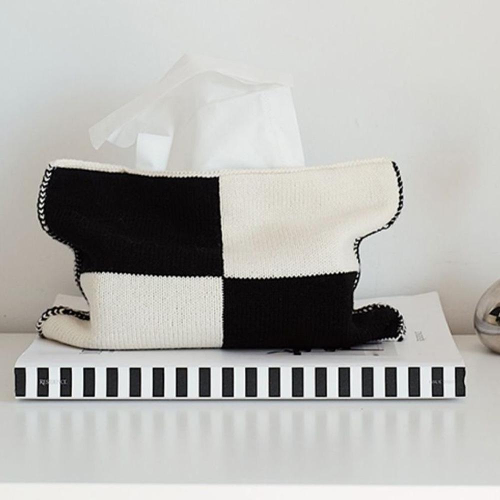 Nordic Knitting Tissue Box Modern American Living Room Hotel Table Tissue Box Car Tissue Holder Decorative Organizer Tissue Bag