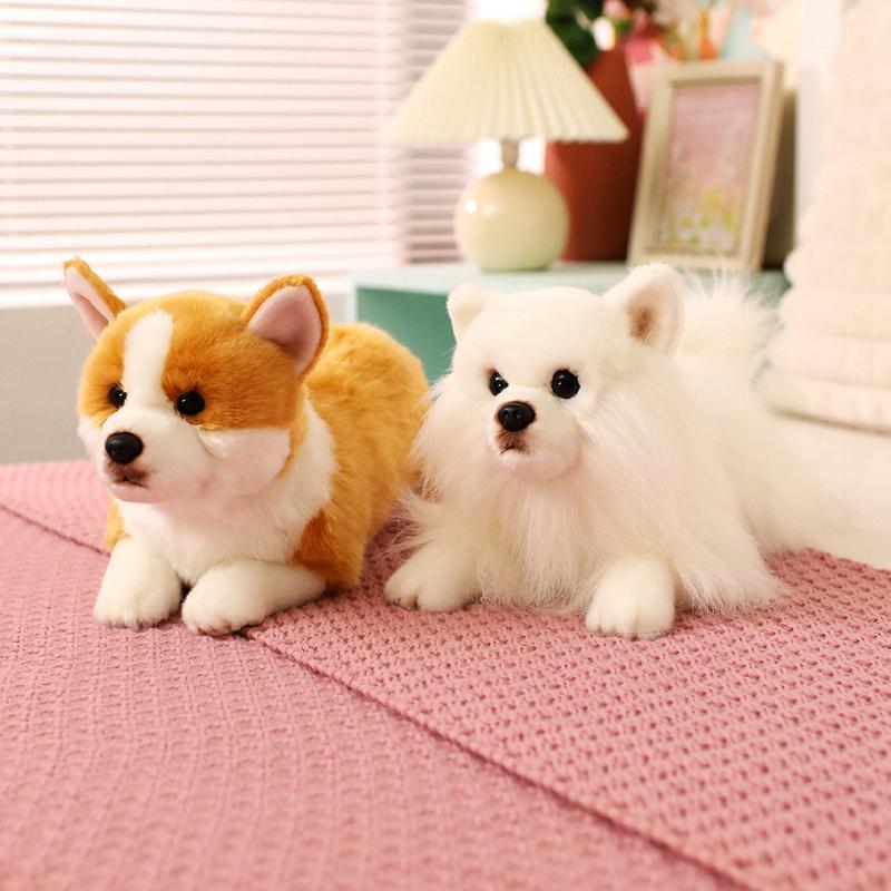 Simulation Pet Husky Corgi Plush Toy Cute Cartoon Animal Labrador Stuffed Doll Home Decor Gifts For Girl