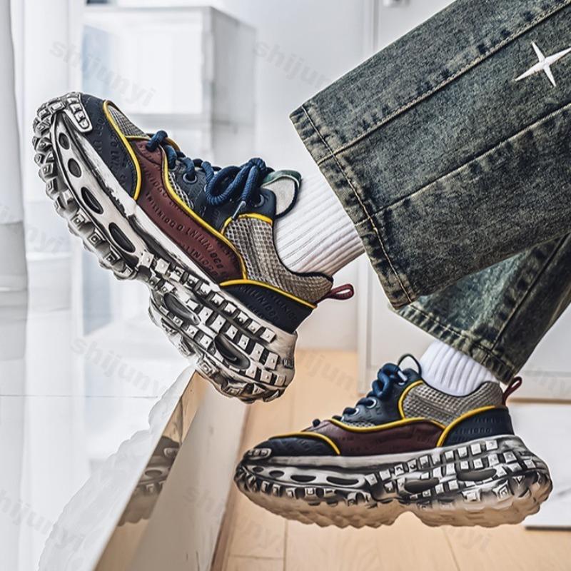 Fashion Men's Casual Sports Shoes 2025 Spring New Mesh Breathable Versatile Thick Sole Shoes Fashion Comfortable Low Top Chunky sneakers