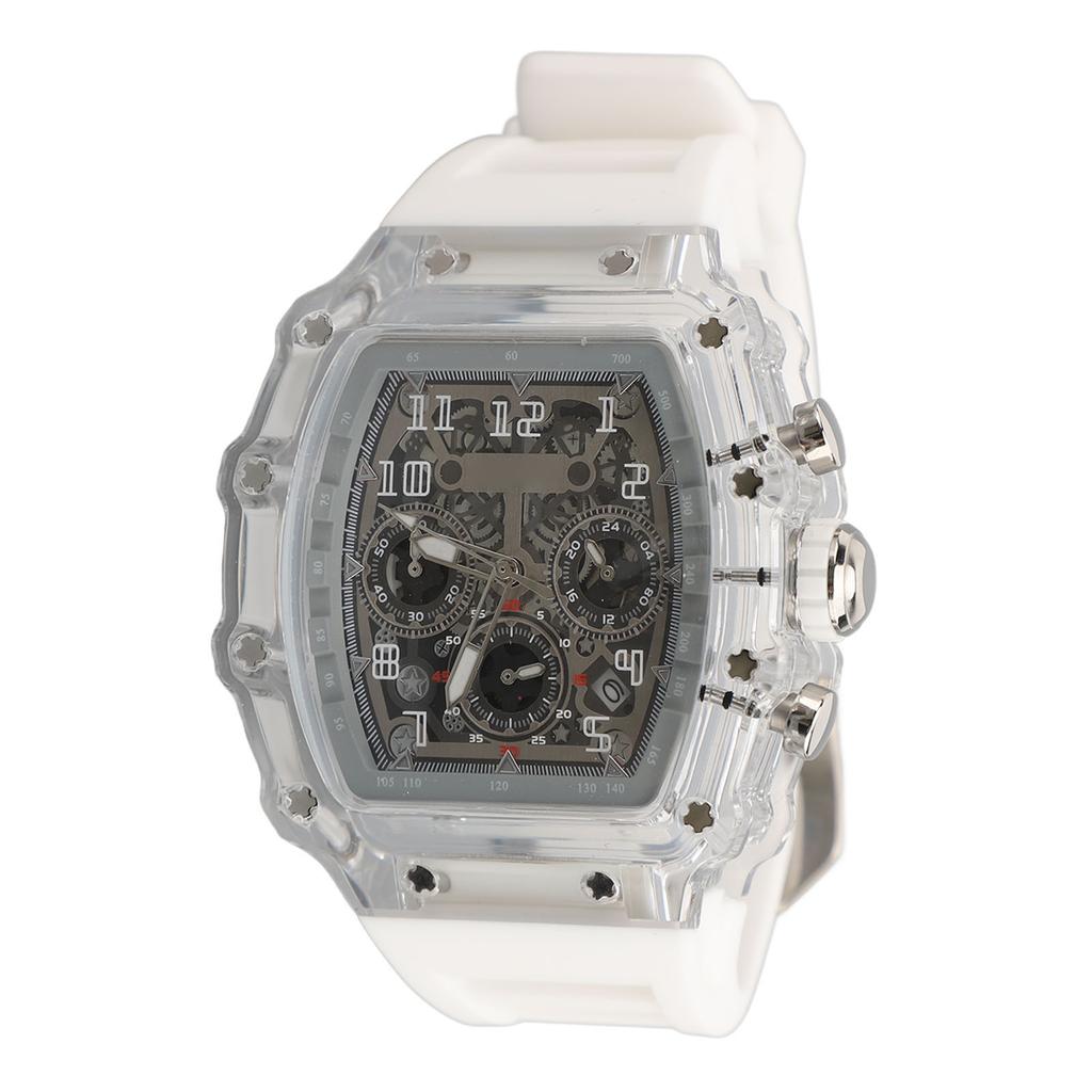 Przezroczysta koperta Zegarek biznesowy Wodoodporny 50M Luminescencyjny Casualowy Fajny Duża tarcza Silikonowy pasek